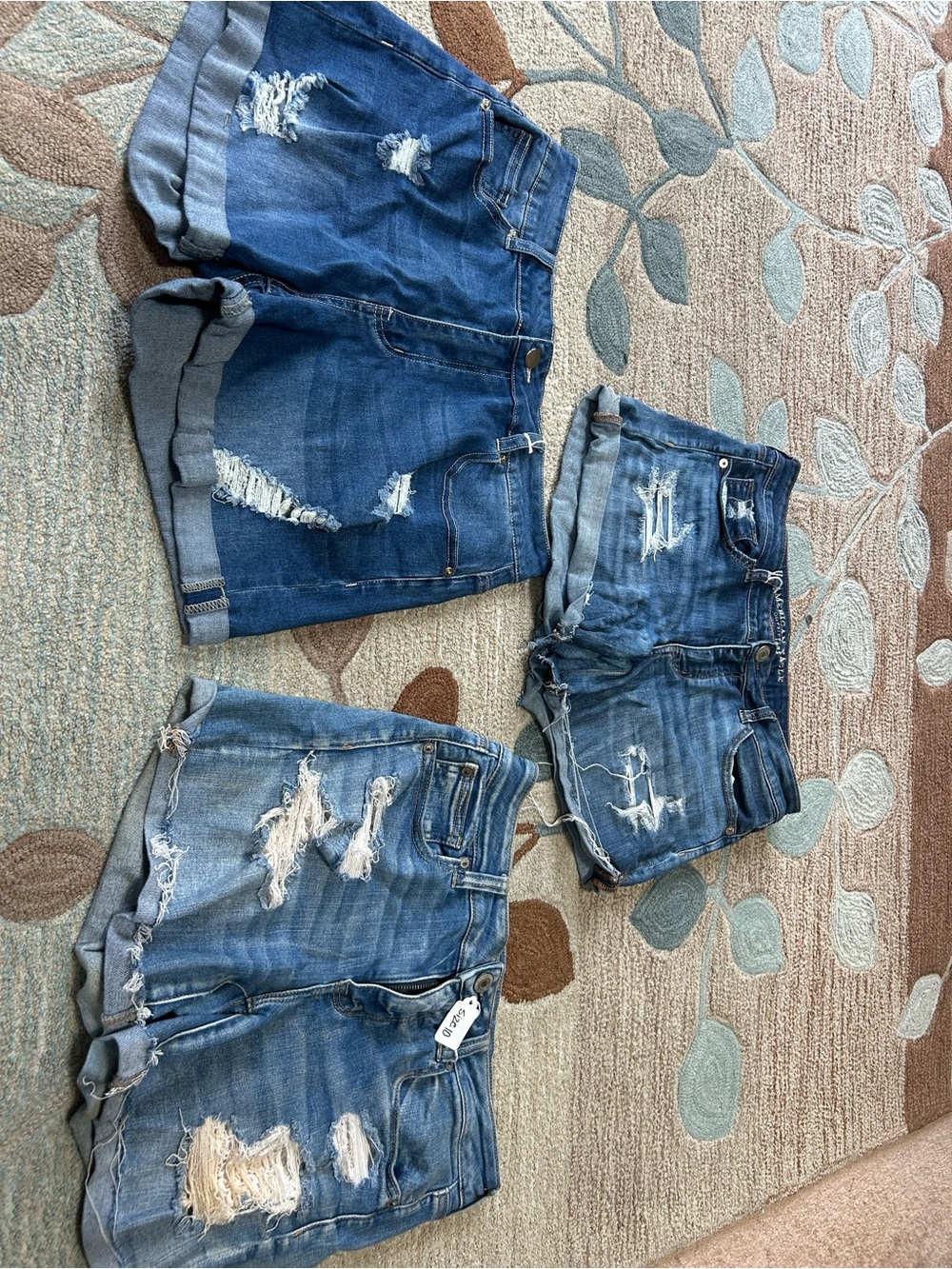 American Eagle Outfitters Distressed Blue Denim Shorts Trio